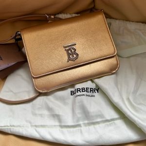 Authentic Burberry Gold Leather Crossbody